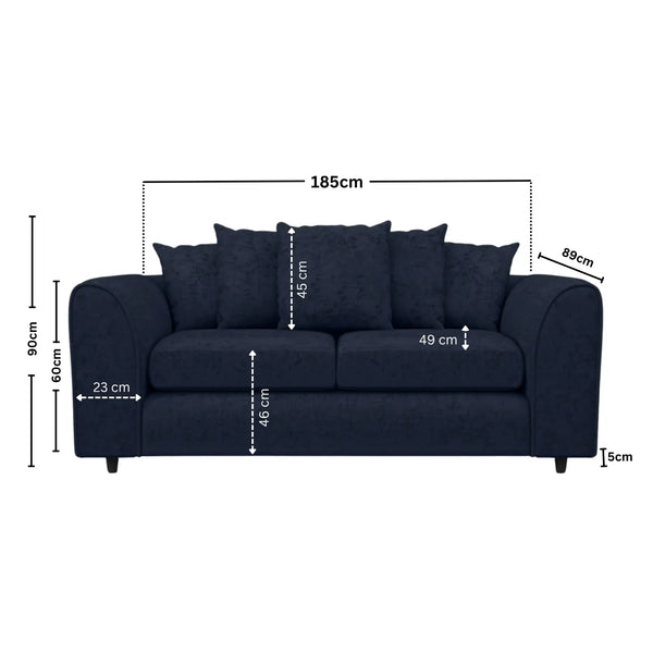 Chenille 3 Seater midnight blue