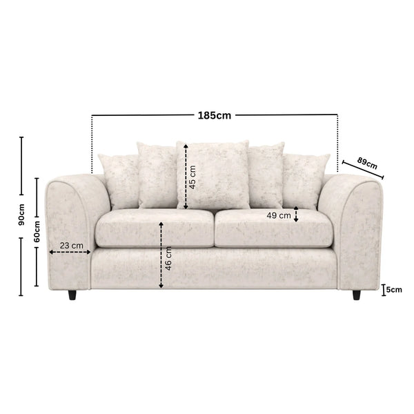 Chenille 3 Seater cream