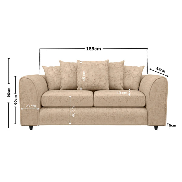 Chenille 3 Seater Beige