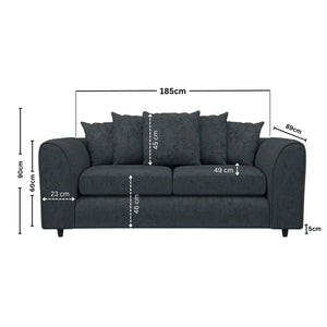 Chenille 3 Seater dark Grey