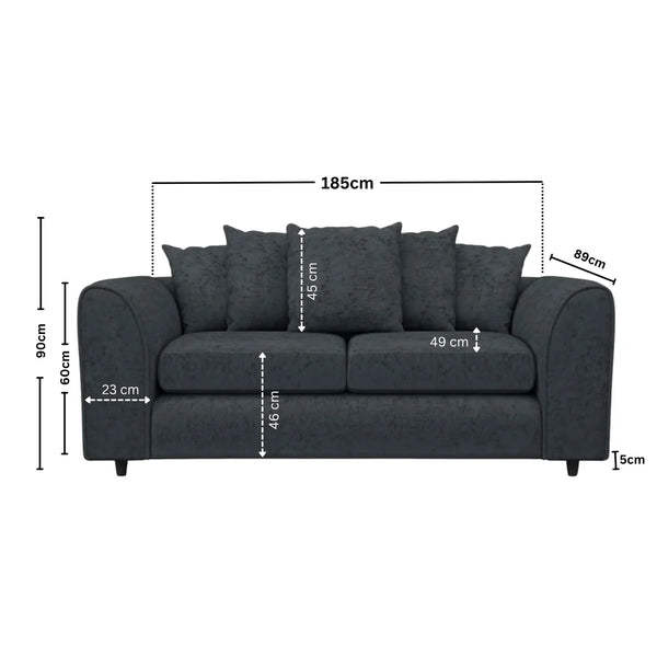 Chenille 3 Seater dark Grey