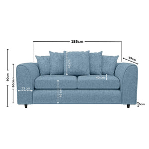 Chenille 3 Seater Sky Blue