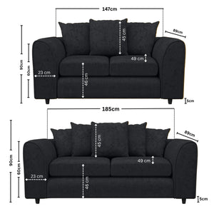 3 + 2 Seater Black