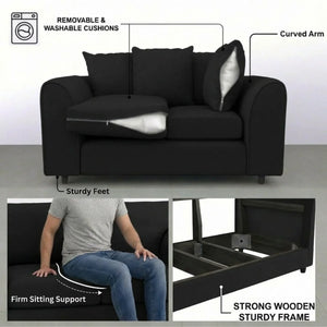 3 + 2 Seater Black