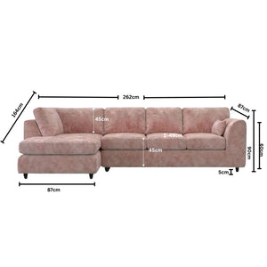 Velvet XL Left Hand Facing  Pink