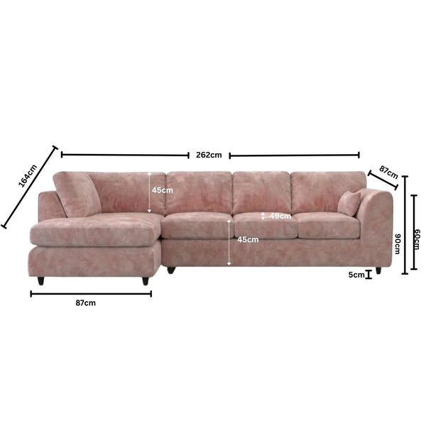 Velvet XL Left Hand Facing  Pink