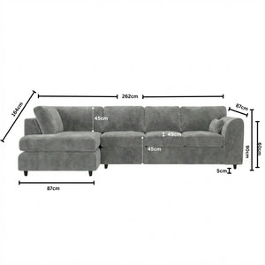 Velvet XL Left Hand Facing Light Grey