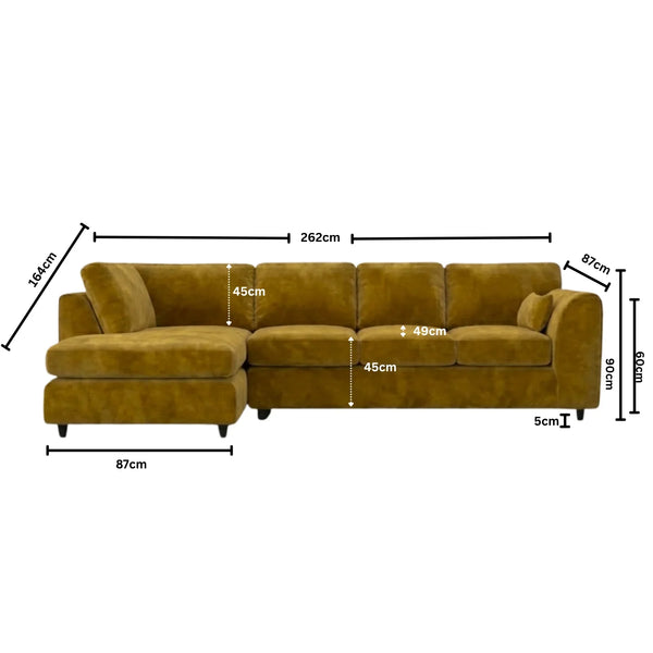 Velvet XL Left Hand Facing  Mustard