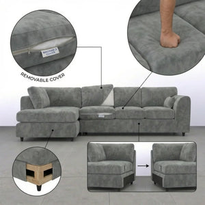 Velvet XL Left Hand Facing Light Grey