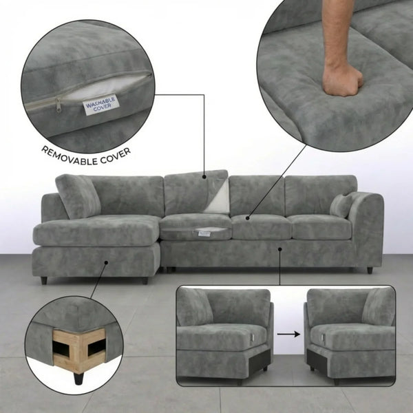 Velvet XL Left Hand Facing Light Grey