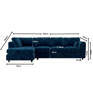 Velvet XL Left Hand Facing Midnight Blue