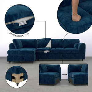 Velvet XL Left Hand Facing Midnight Blue