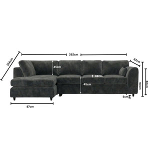 Velvet XL Left Hand Facing Dark Grey