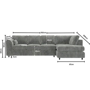 Velvet XL Right Hand Facing Light Grey