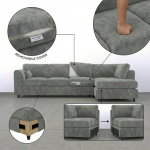 Velvet XL Right Hand Facing Light Grey
