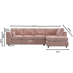 Velvet XL Right Hand Facing Pink