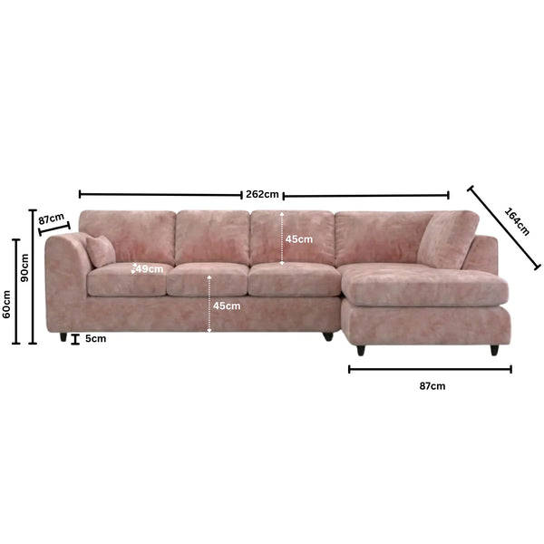 Velvet XL Right Hand Facing Pink