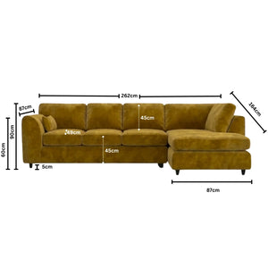 Velvet XL Right Hand Facing Mustard