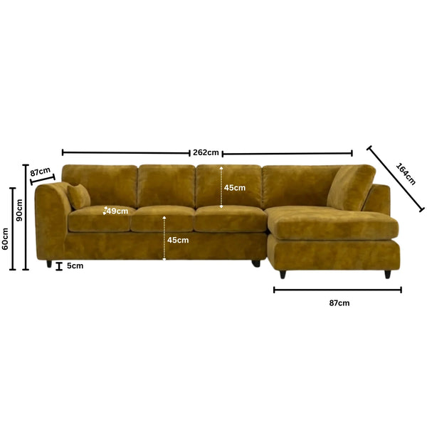 Velvet XL Right Hand Facing Mustard