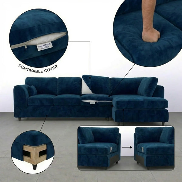 Velvet XL Right Hand Facing Midnight Blue